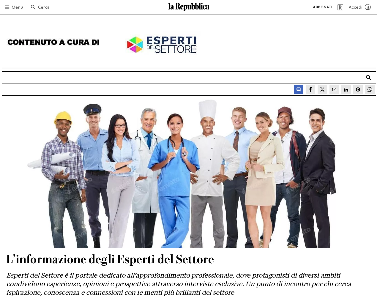 L’articolo su Esperti del Settore pubblicato da Repubblica Roma